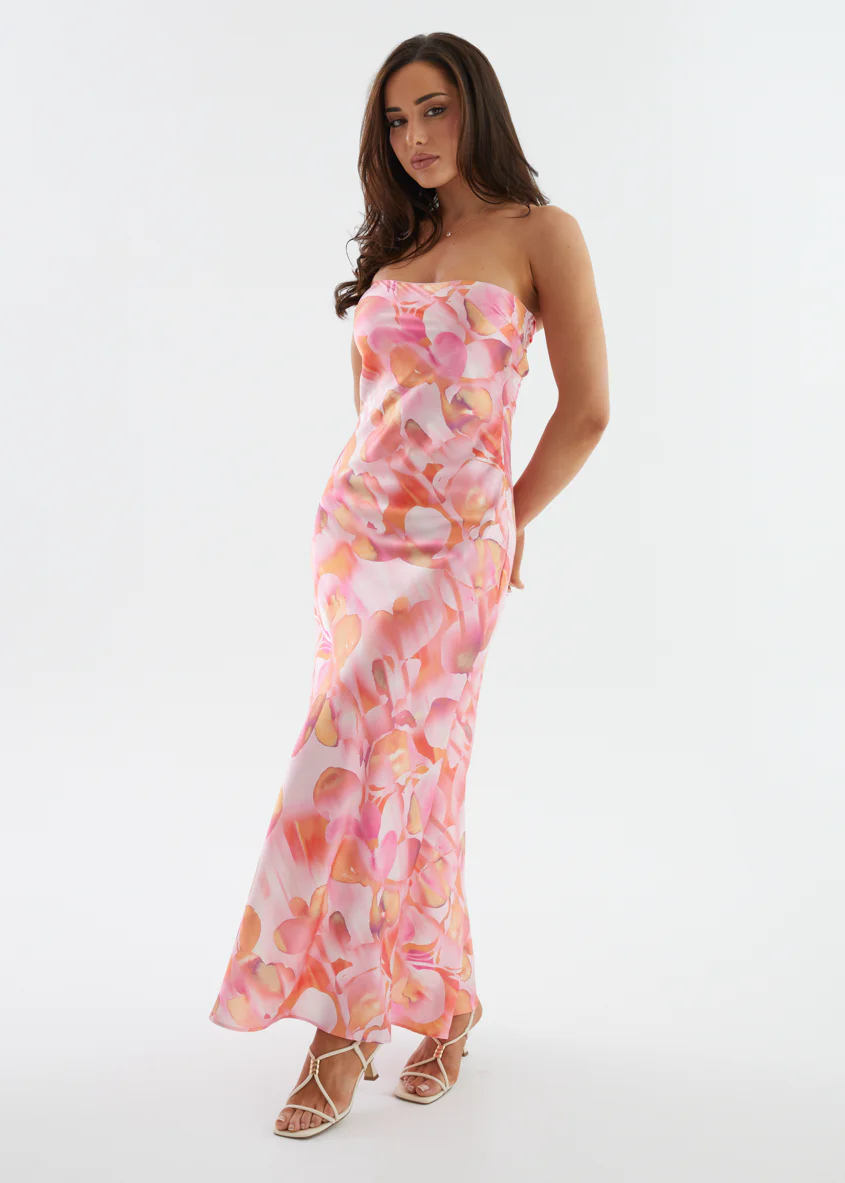 Lolea Strapless Midi Dress - Pink Abstract - Image 6