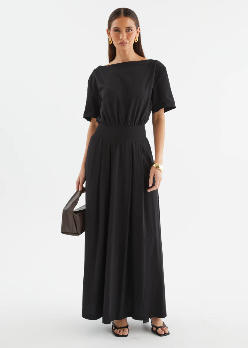 Lucci Drop Shoulder Maxi Dress - Black - Image 2
