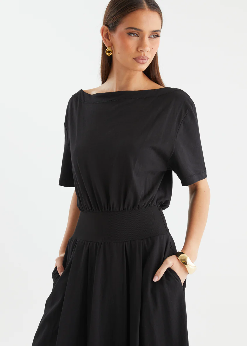 Lucci Drop Shoulder Maxi Dress - Black - Image 9
