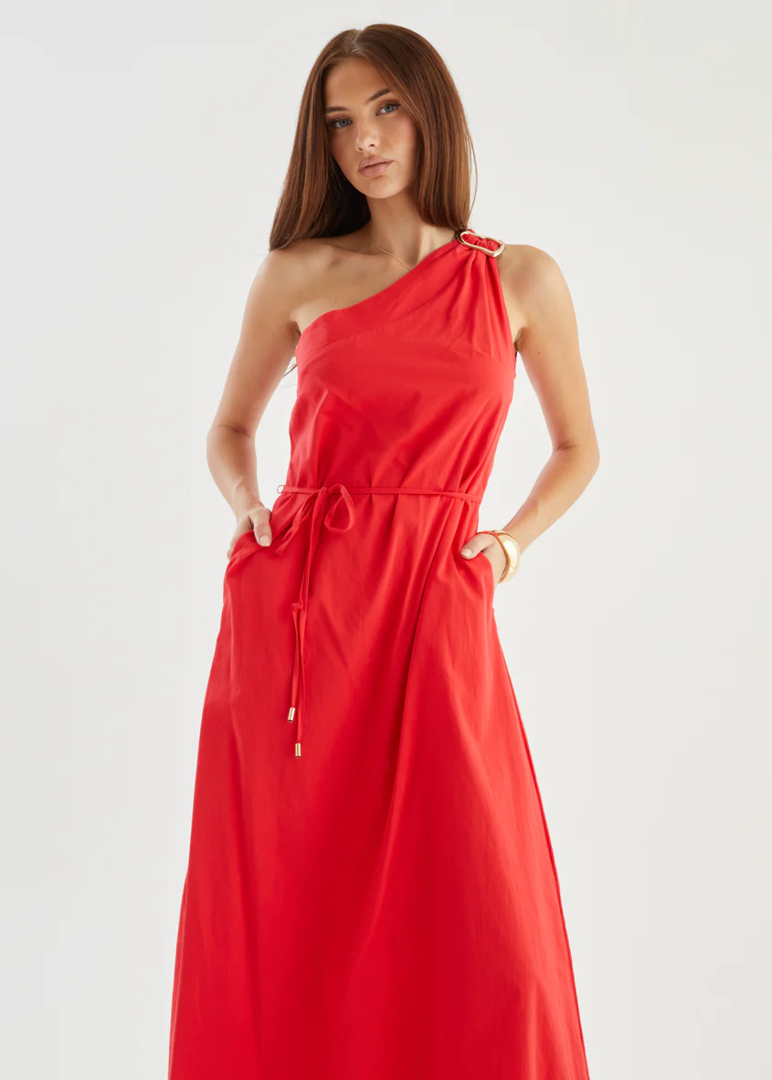 Lunia One Shoulder Maxi Dress - Red - Image 5