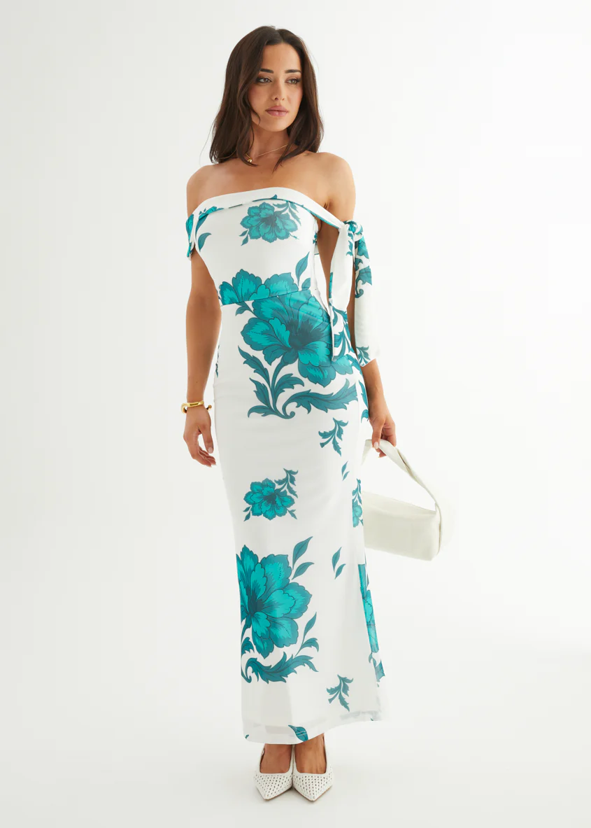 Madisyn Mesh Maxi Dress - Green Flowers - Image 5