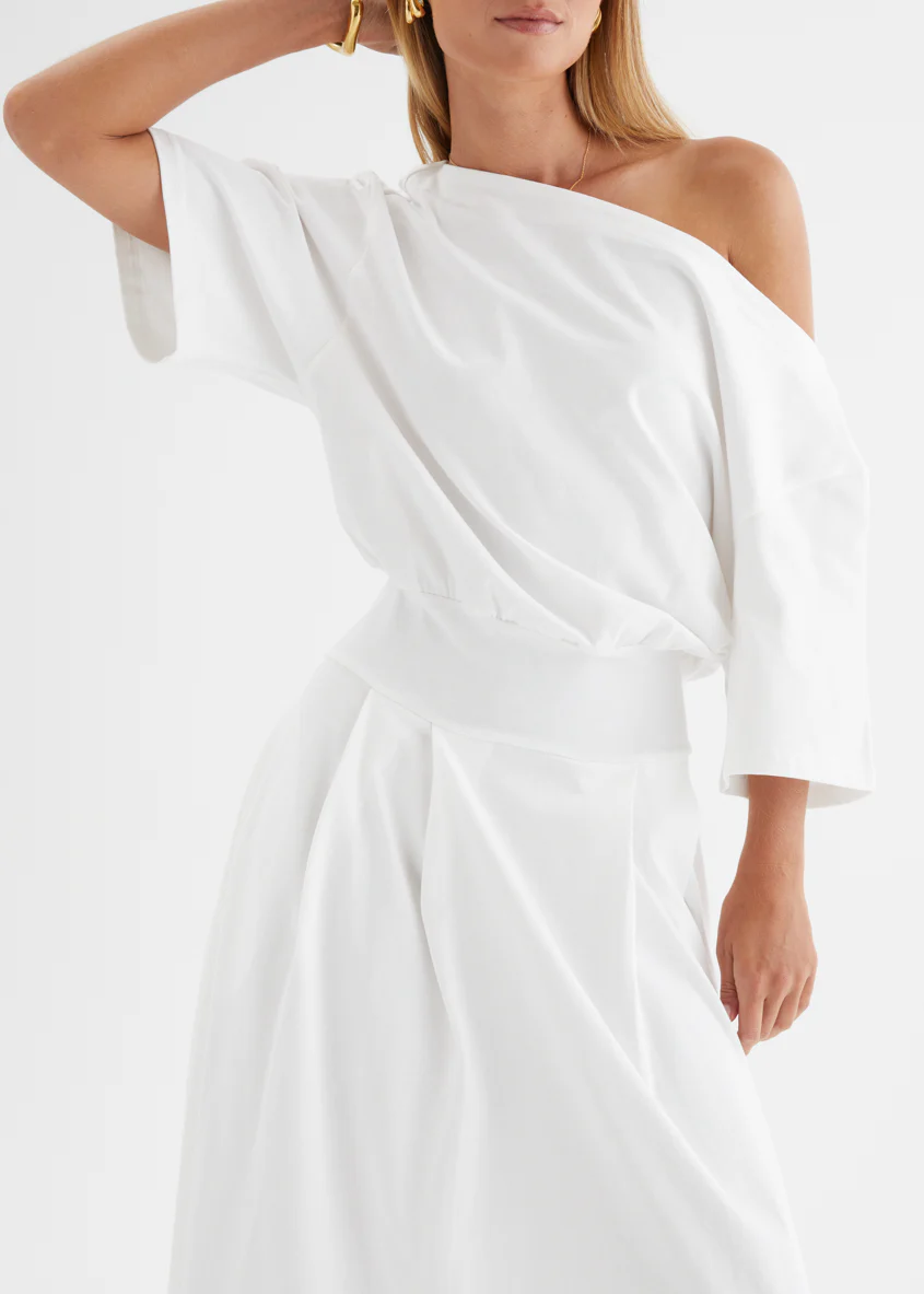 Marcy Drop Shoulder Maxi Dress - Off White - Image 8