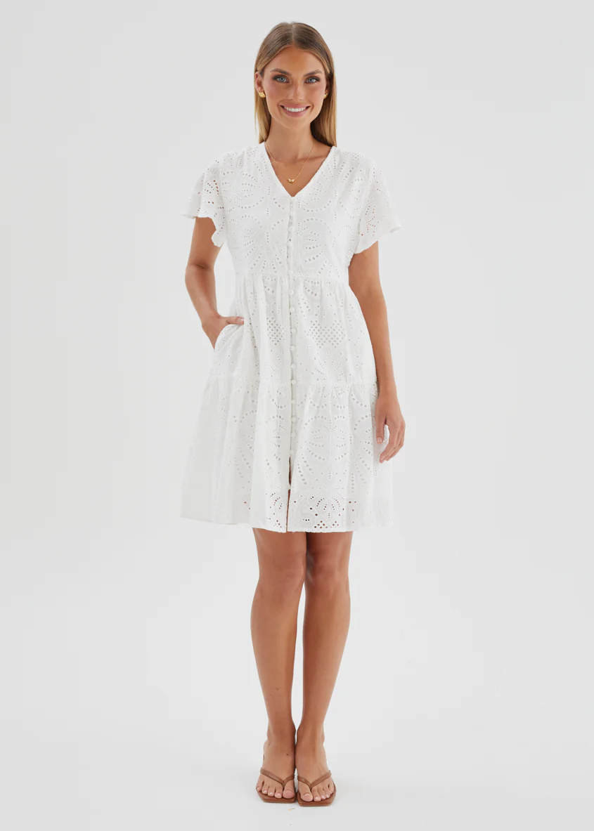 Marika Dress - White Anglaise - Image 2