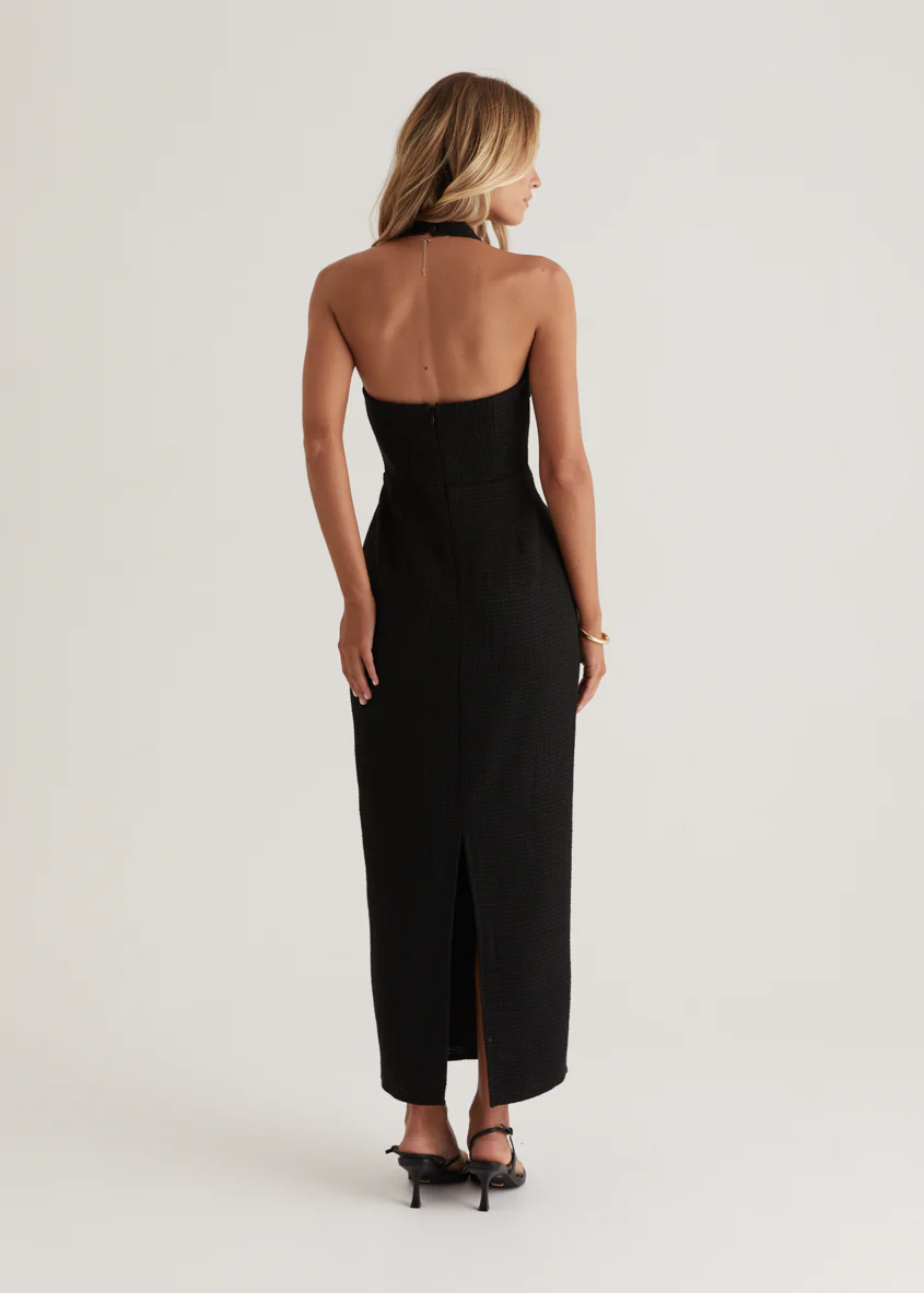 Marina Halter Midi Dress - Black - Image 10