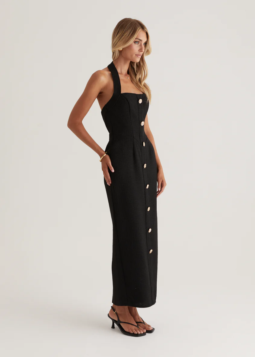 Marina Halter Midi Dress - Black - Image 9