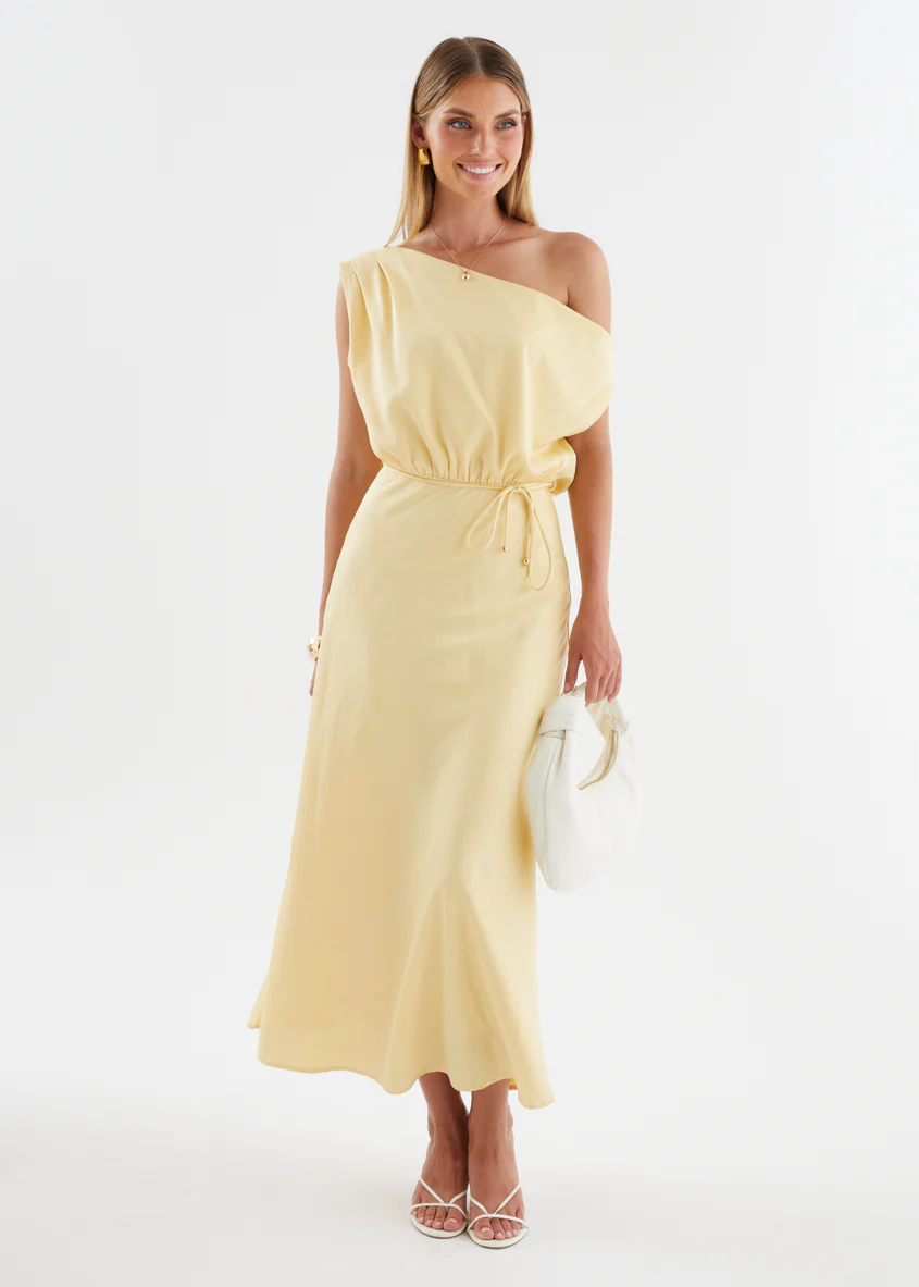 Marisa Drop Shoulder Midi Dress - Lemon - Image 3