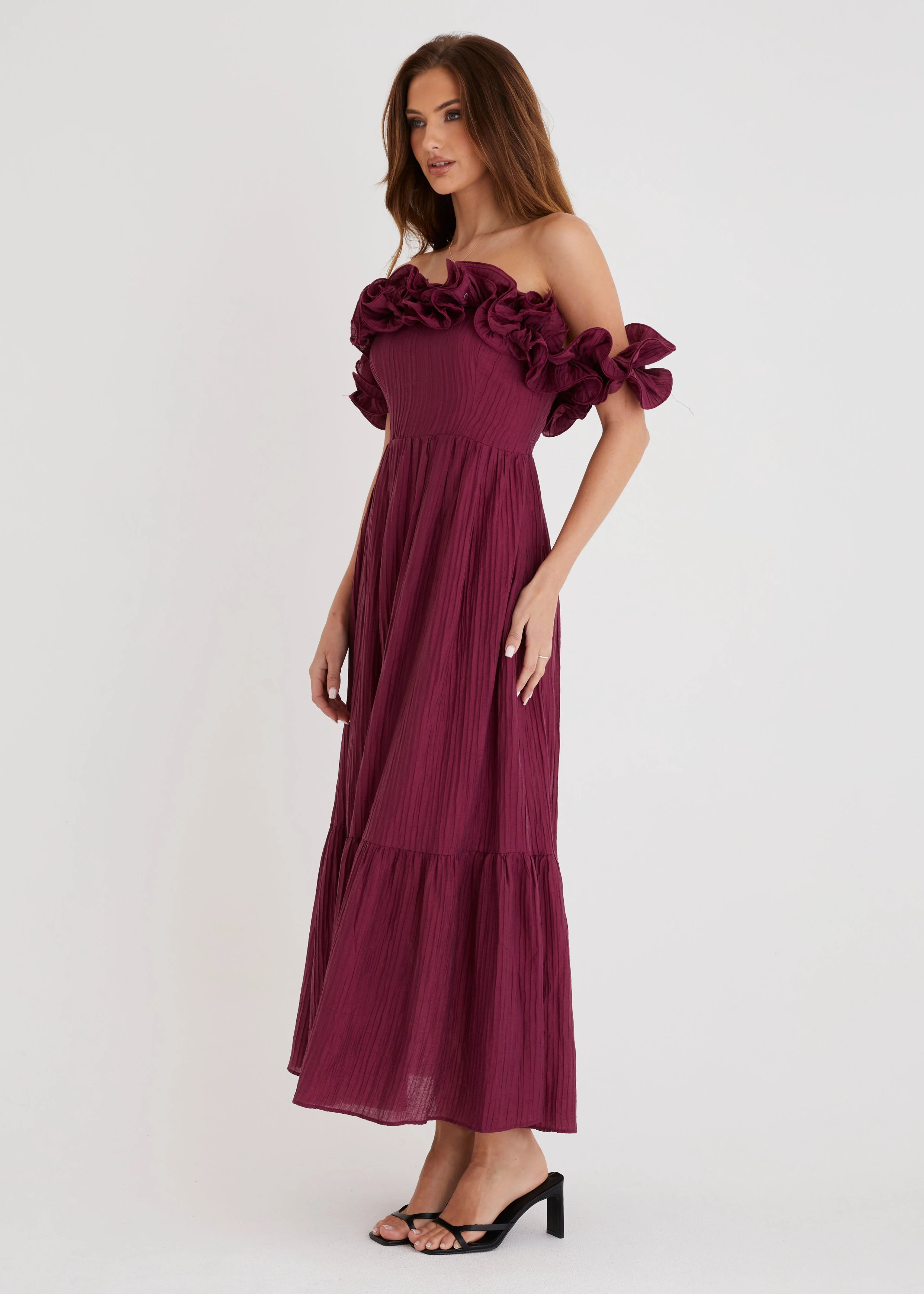 Marlow Off Shoulder Maxi Dress - Mulberry - Image 12