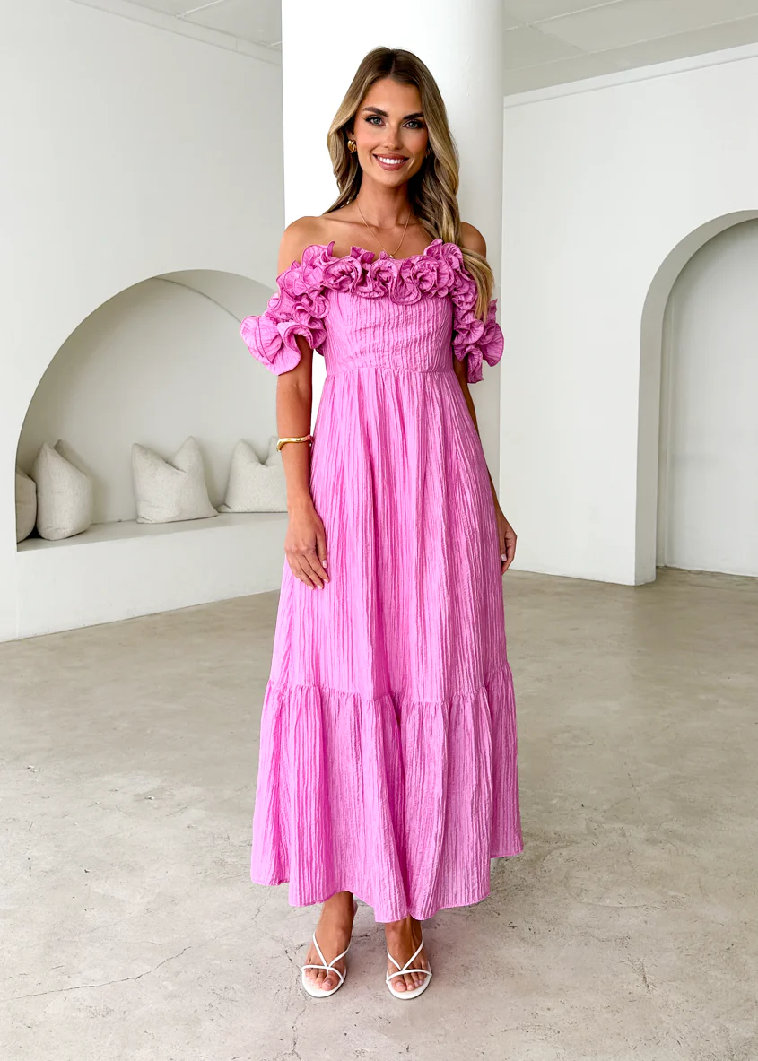 Marlow Off Shoulder Maxi Dress - Pink - Image 10