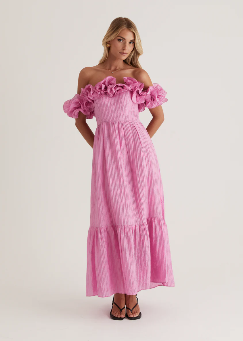 Marlow Off Shoulder Maxi Dress - Pink - Image 4