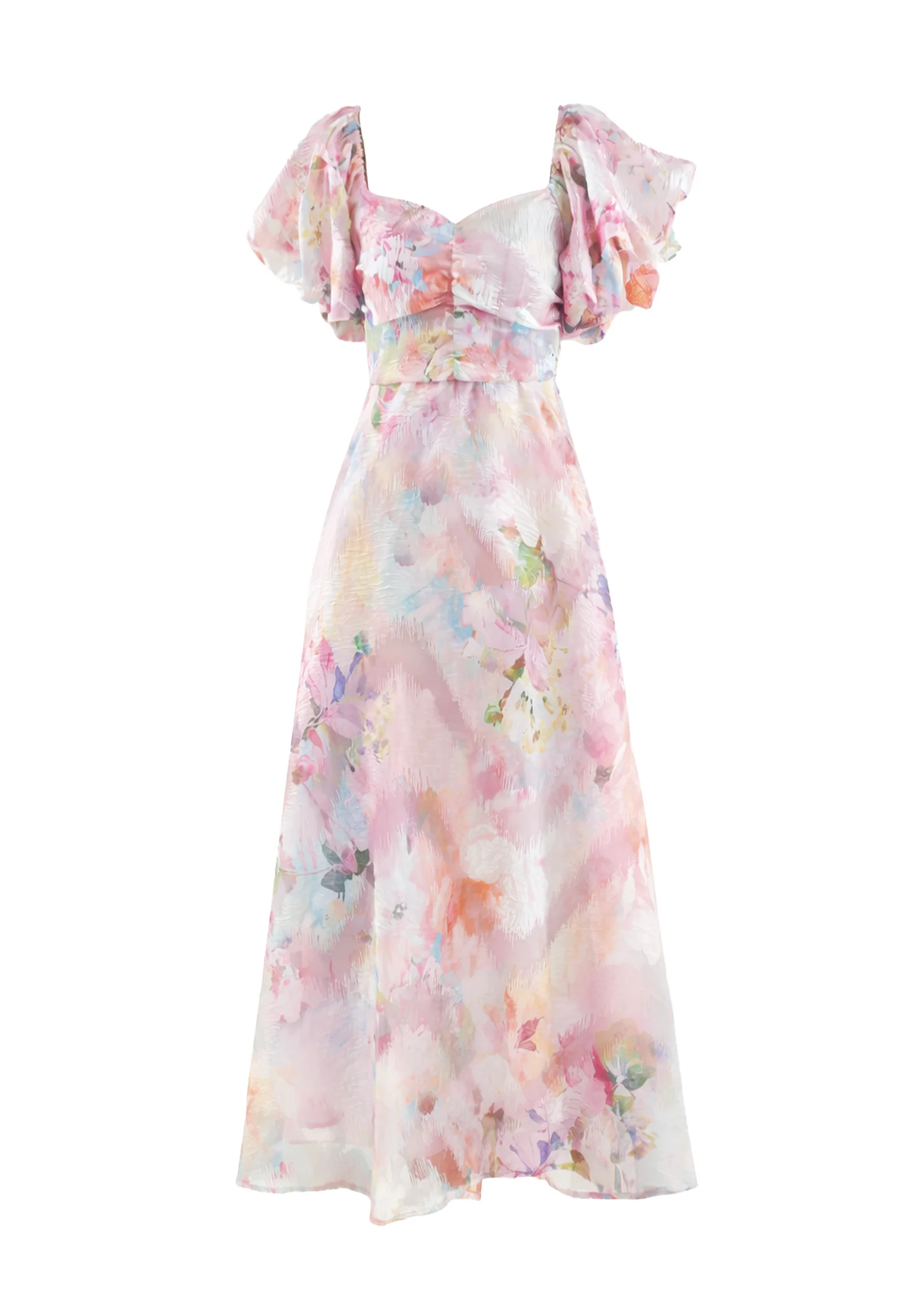 Massie Midi Dress - Pink Watercolour - Image 3