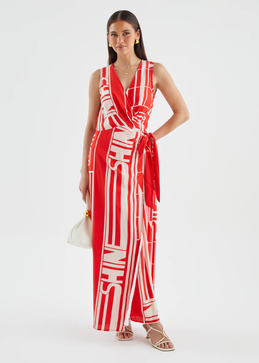 Matiyah Maxi Dress - Red Abstract