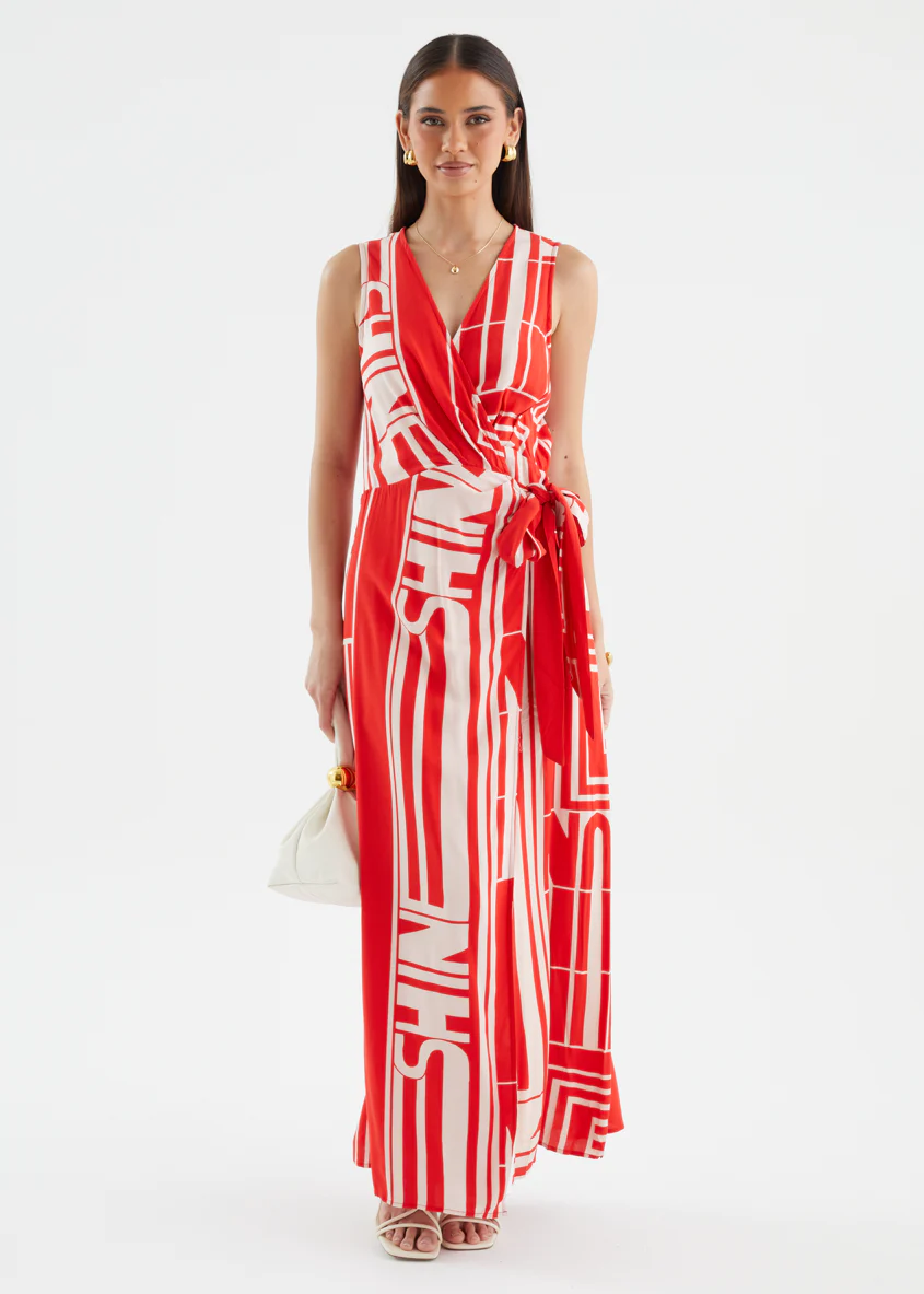 Matiyah Maxi Dress - Red Abstract - Image 4