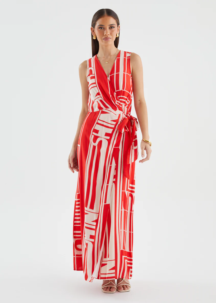 Matiyah Maxi Dress - Red Abstract - Image 5