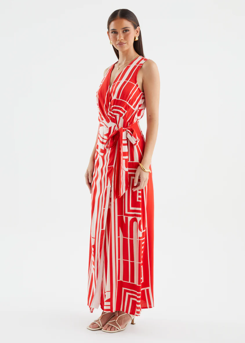 Matiyah Maxi Dress - Red Abstract - Image 6