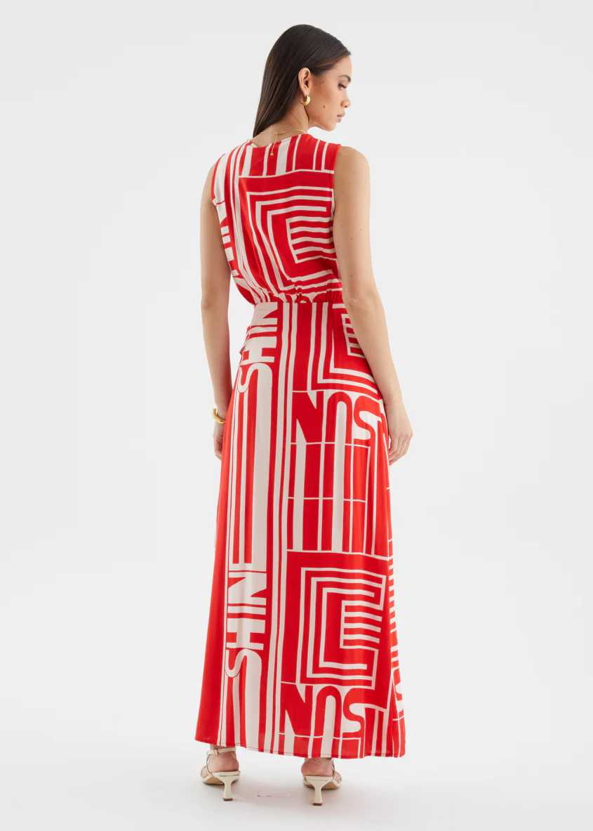 Matiyah Maxi Dress - Red Abstract - Image 7