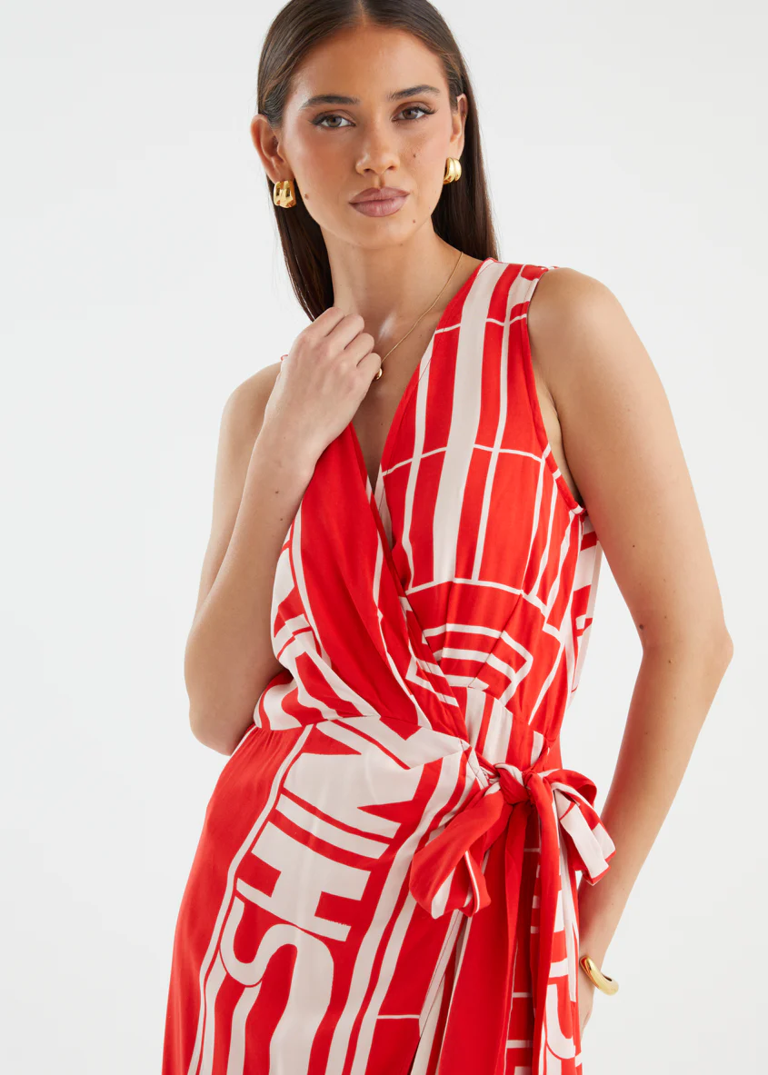 Matiyah Maxi Dress - Red Abstract - Image 8