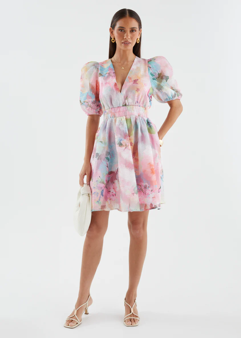 Meera Dress - Pink Watercolour