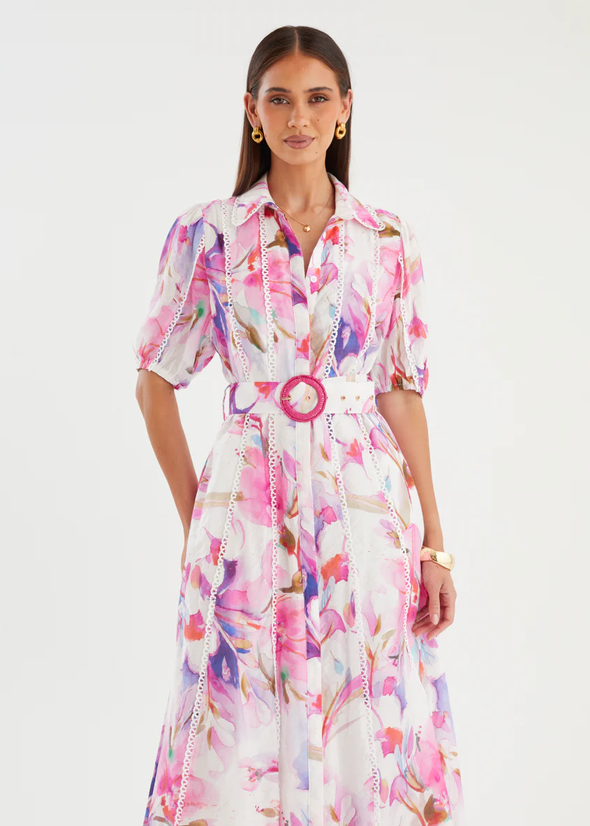 Melani Midi Dress - Pink Bouquet - Image 3