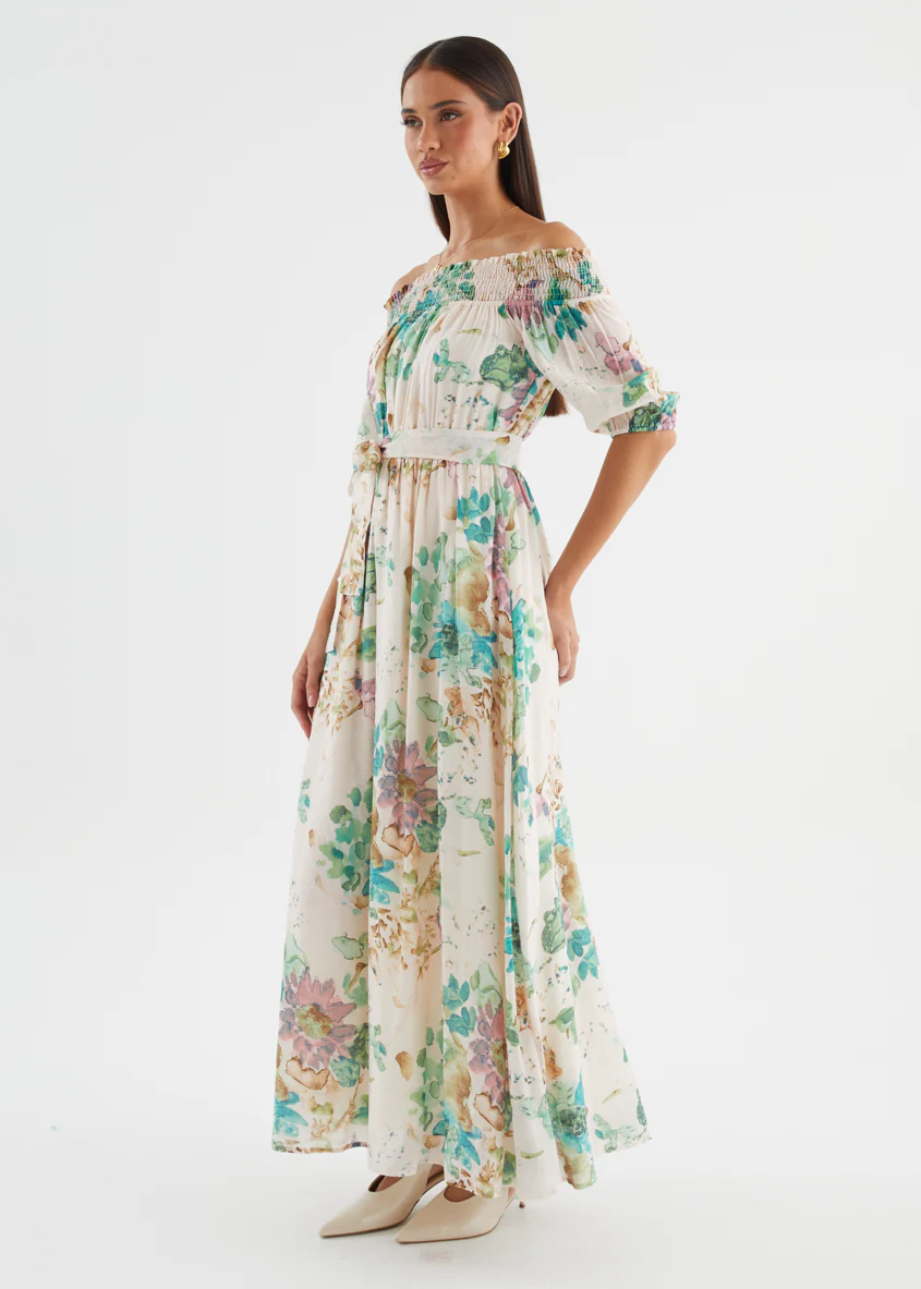 Mila Off Shoulder Maxi Dress - Mint Garden - Image 7
