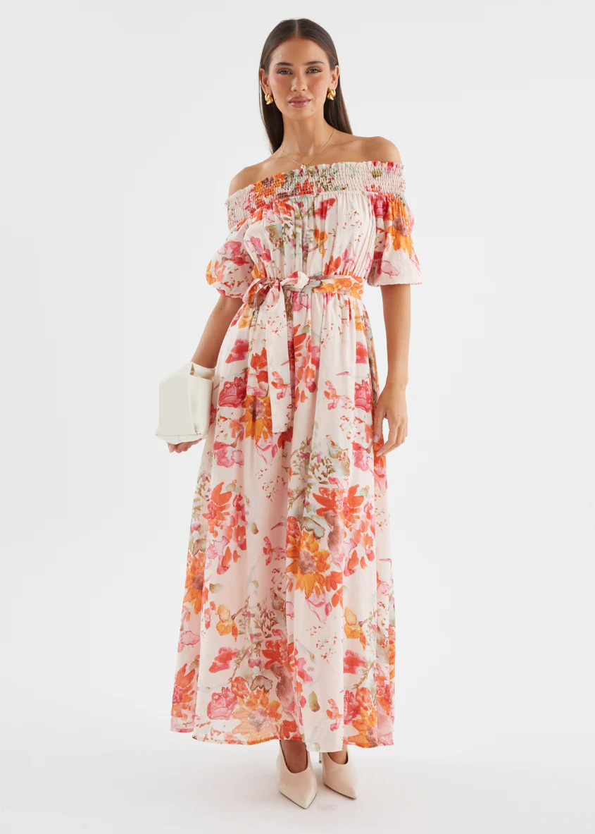 Mila Off Shoulder Maxi Dress - Strawberry Garden - Image 2