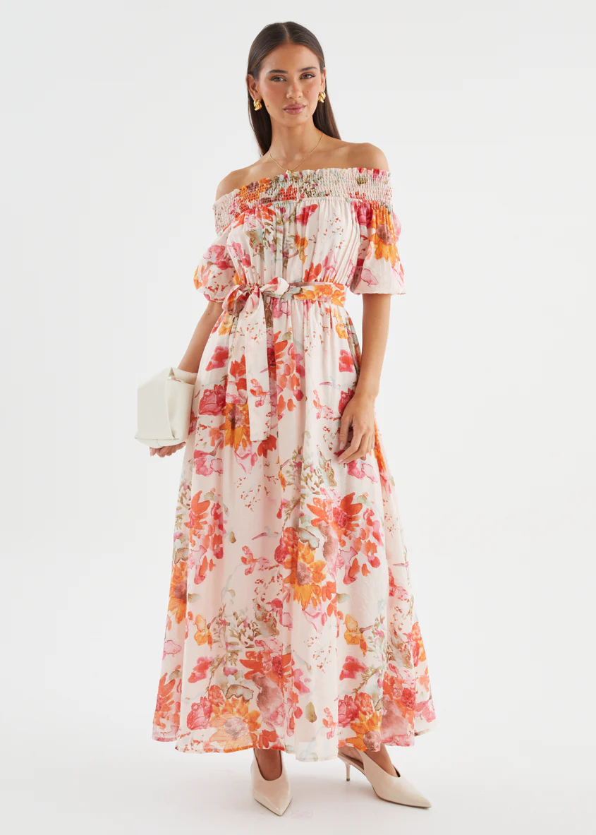Mila Off Shoulder Maxi Dress - Strawberry Garden - Image 4