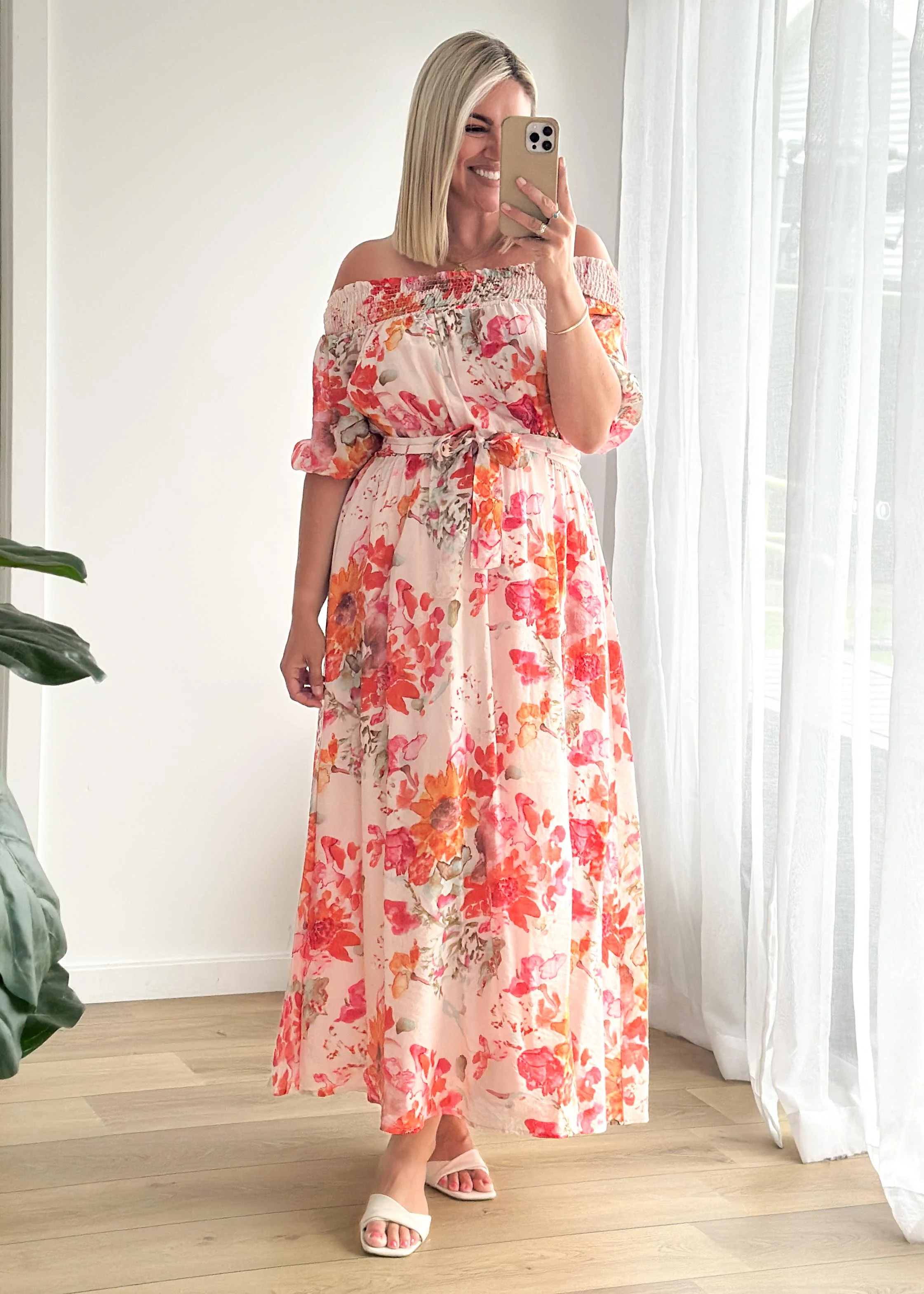 Mila Off Shoulder Maxi Dress - Strawberry Garden - Image 5