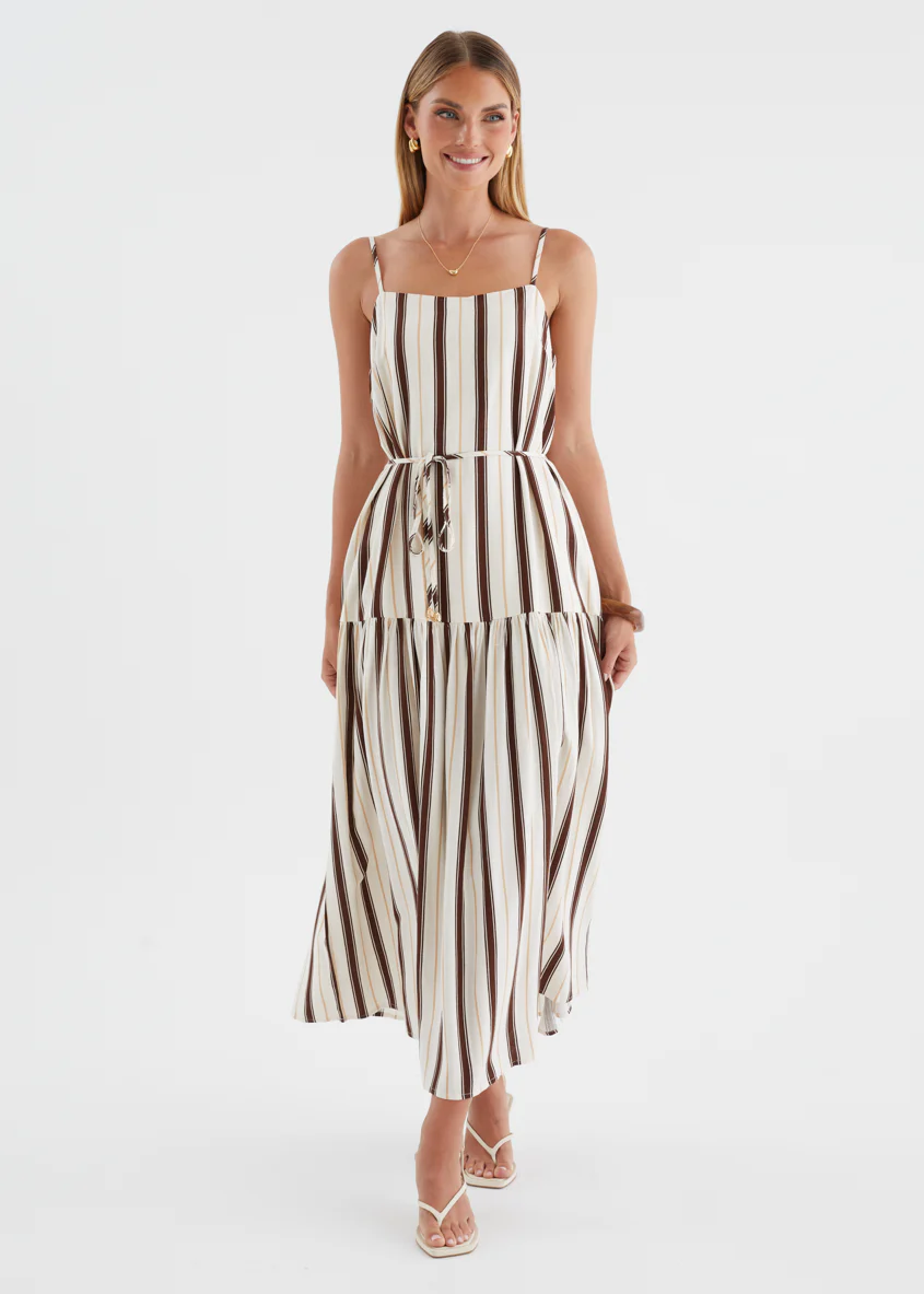 Monika Maxi Dress - Choc Stripe - Image 2