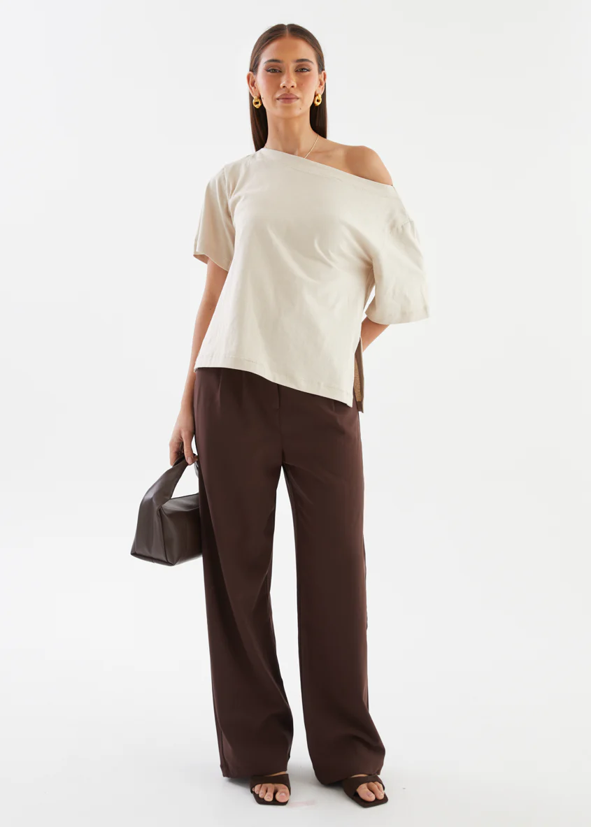 Myra Drop Shoulder Top - Nougat - Image 3