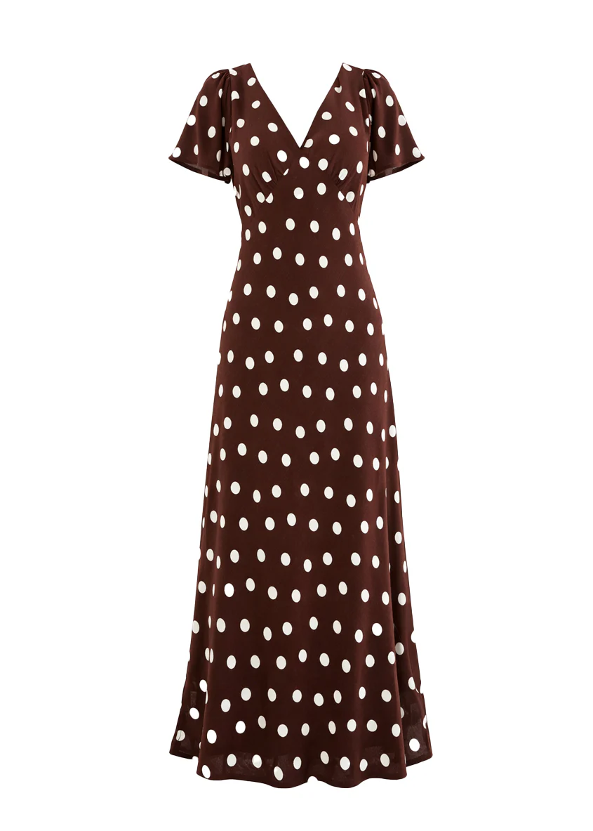 Nadia Maxi Dress - Choc Polka - Image 2