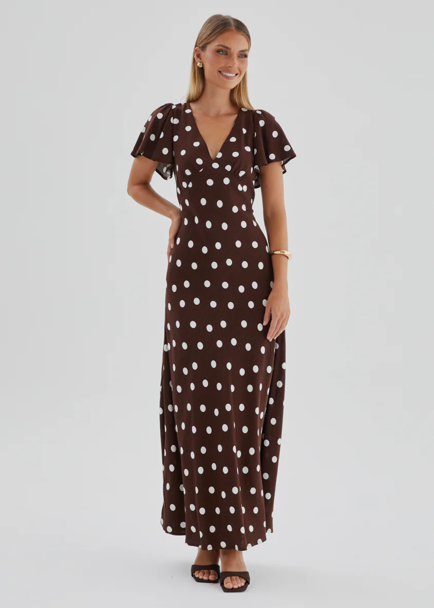 Nadia Maxi Dress - Choc Polka - Image 4
