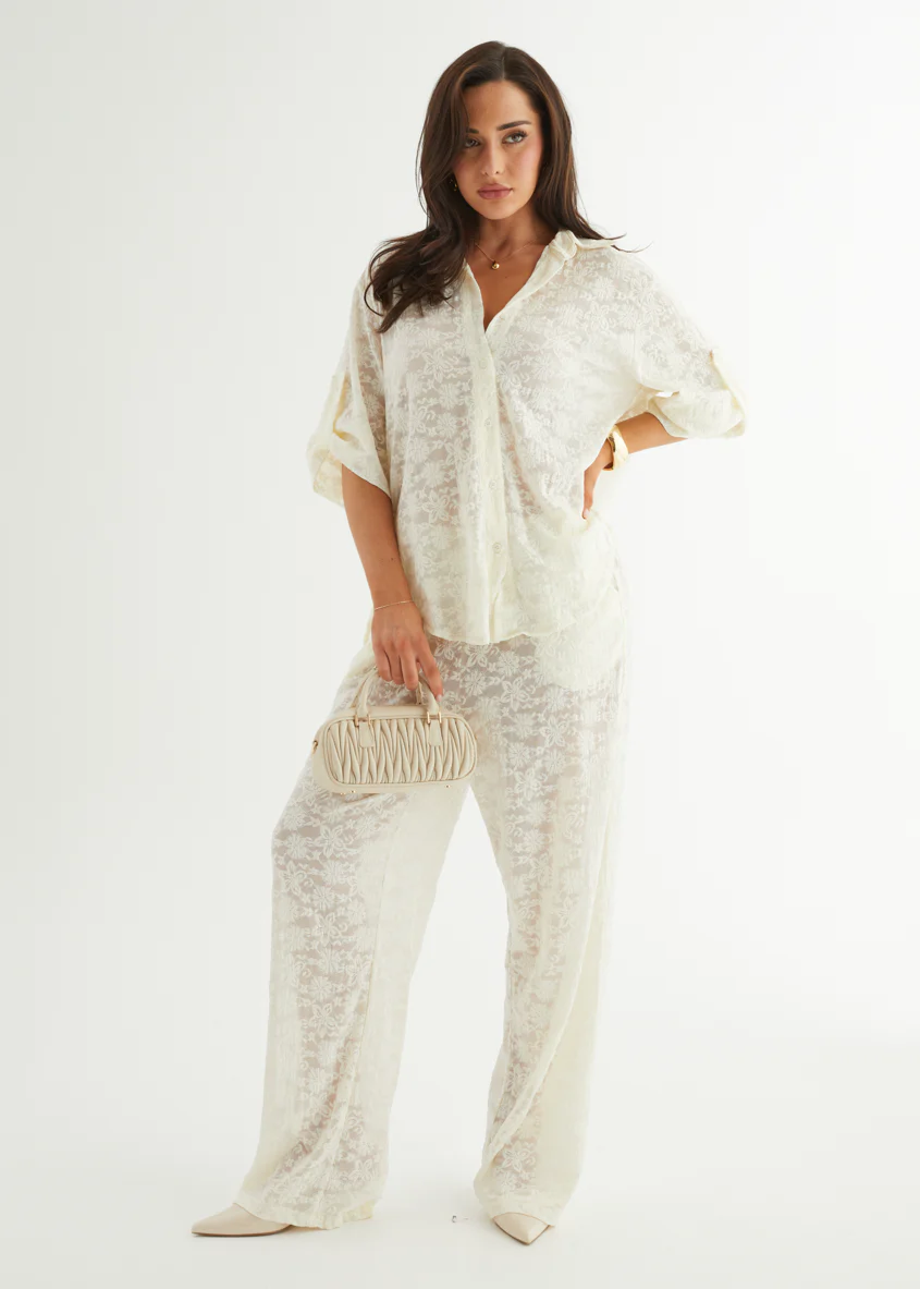 Natassia Lace Pants - Off White - Image 7