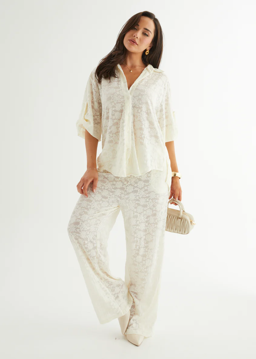 Natassia Lace Shirt - Off White - Image 3