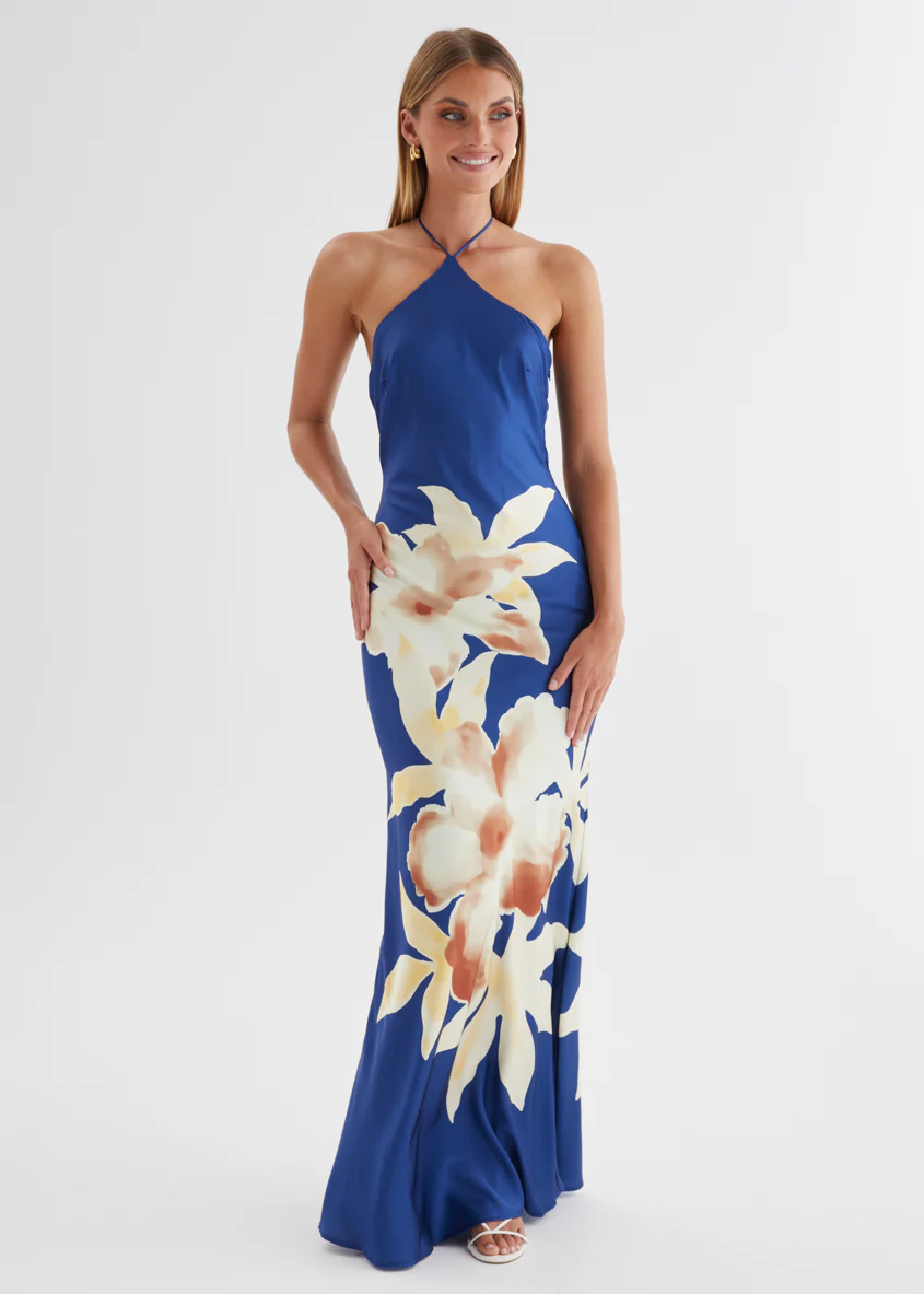 Neisha Halter Maxi Dress - Navy Floral - Image 3
