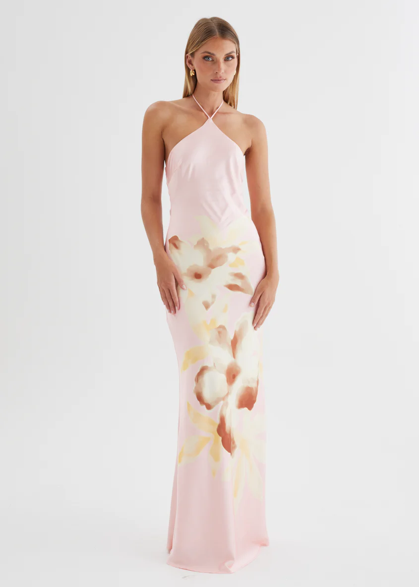 Neisha Halter Maxi Dress - Pink Floral - Image 5