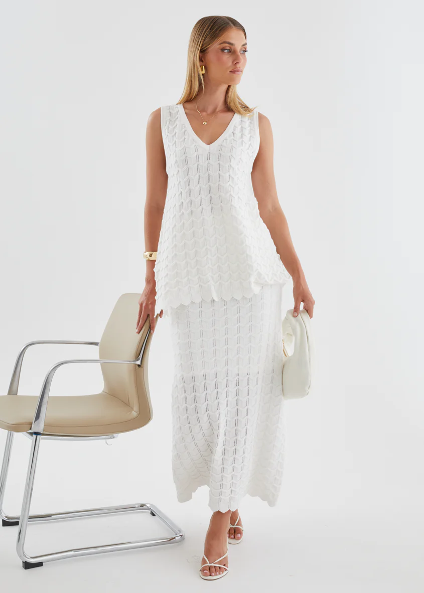 Nerida Knit Maxi Skirt - Off White - Image 4