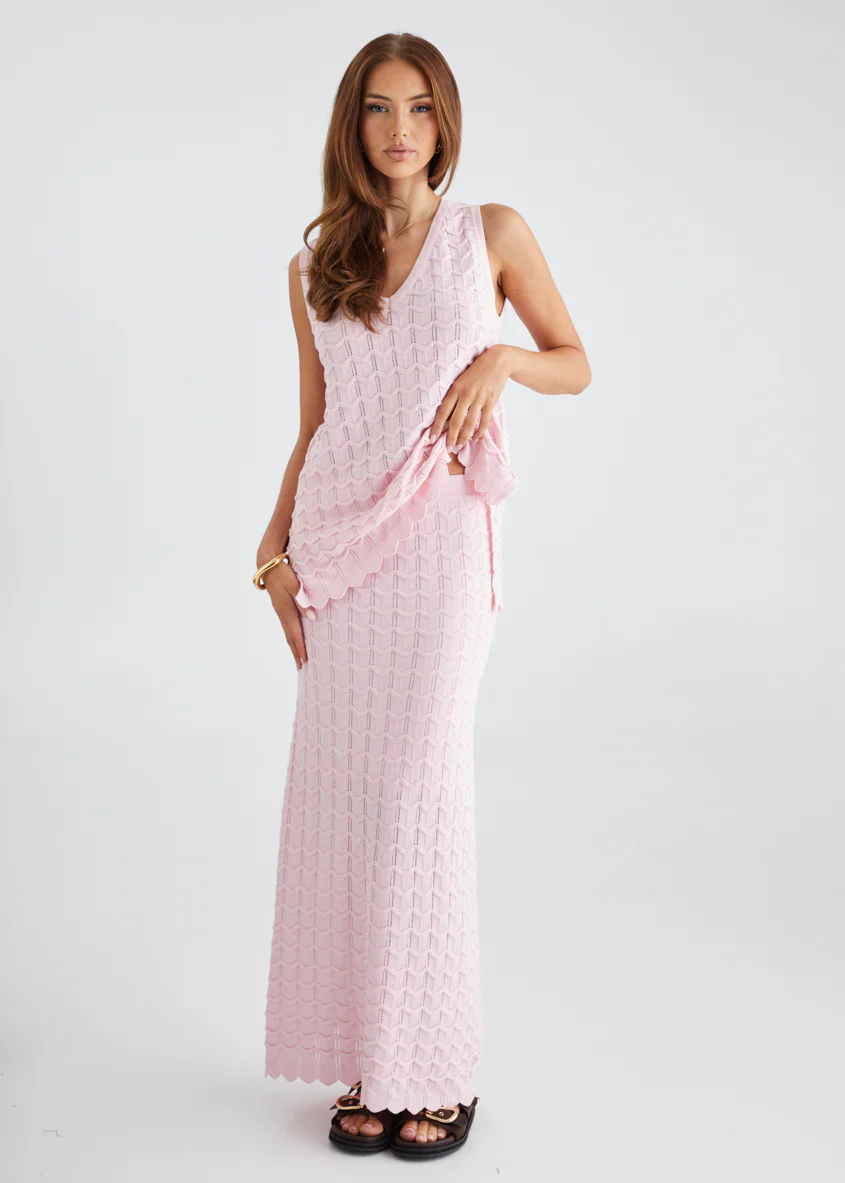 Nerida Knit Maxi Skirt - Pink - Image 3