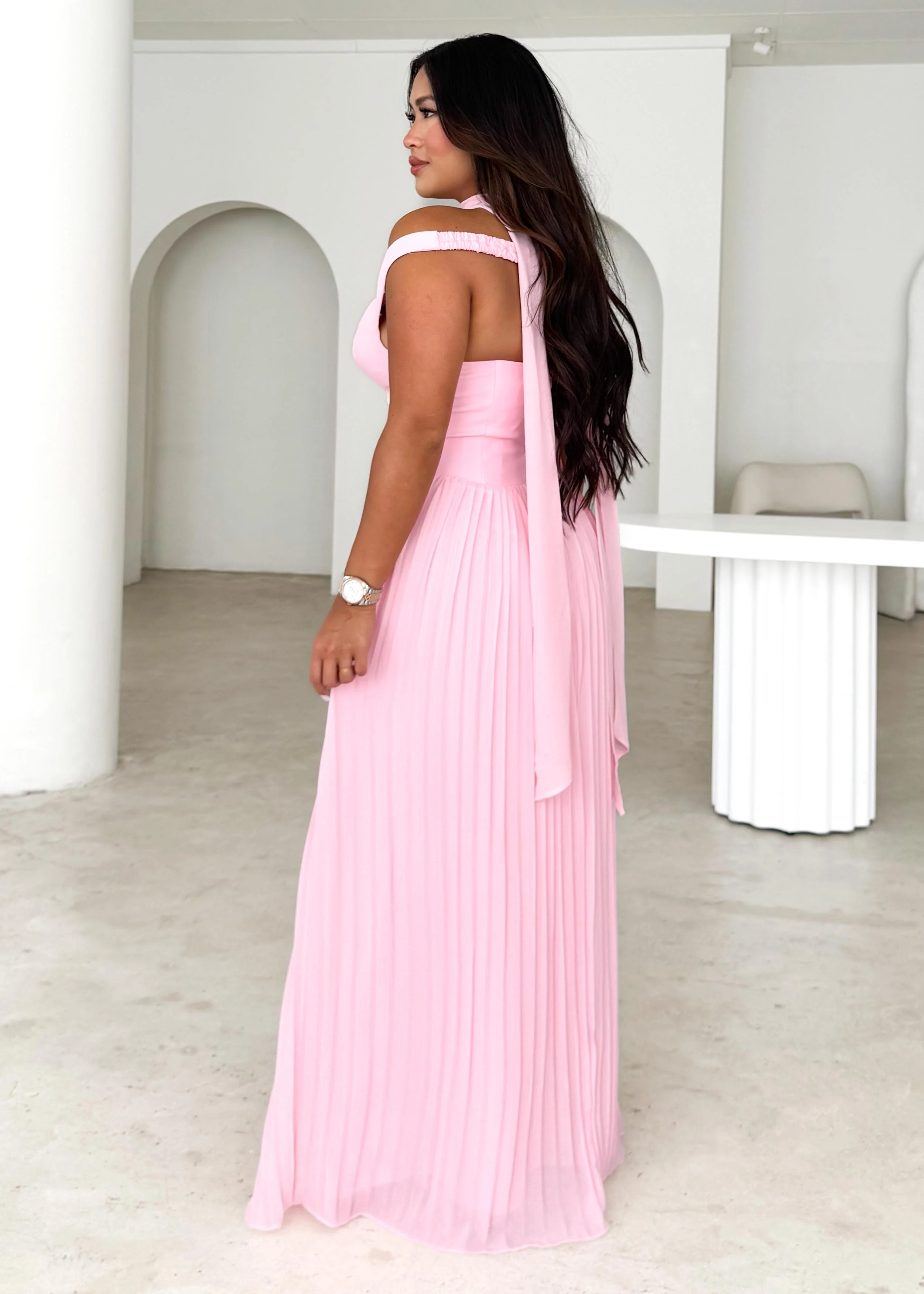 Niah Off Shoulder Maxi Dress - Pink - Image 3