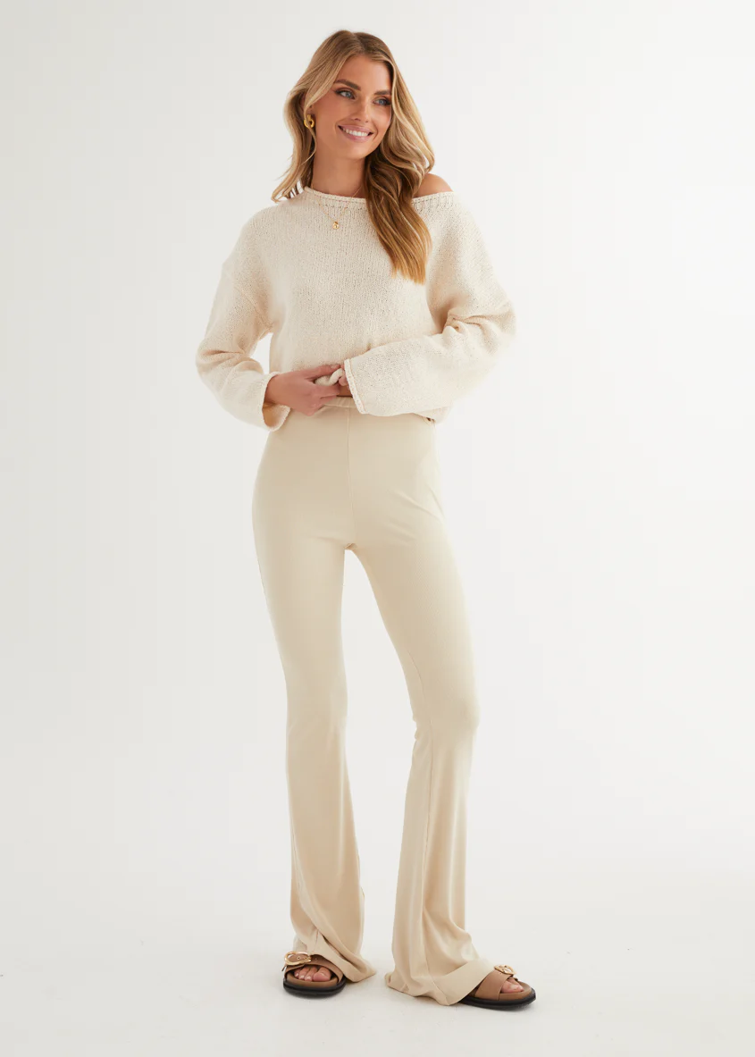 Nobody Knows Flare Pants - Beige - Image 3