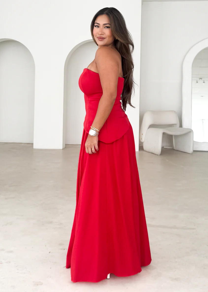 Noraah Strapless Maxi Dress - Red - Image 4