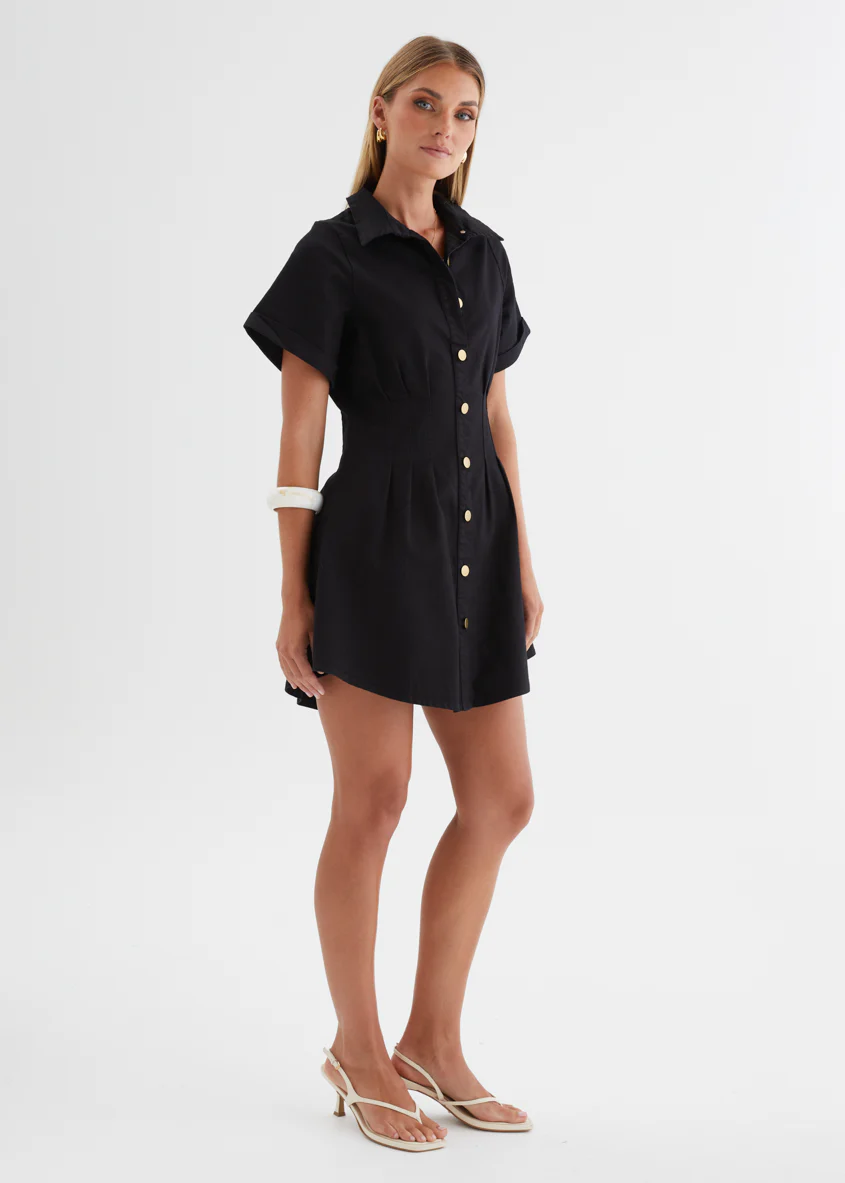Nyx Stretch Denim Dress - Black - Image 7