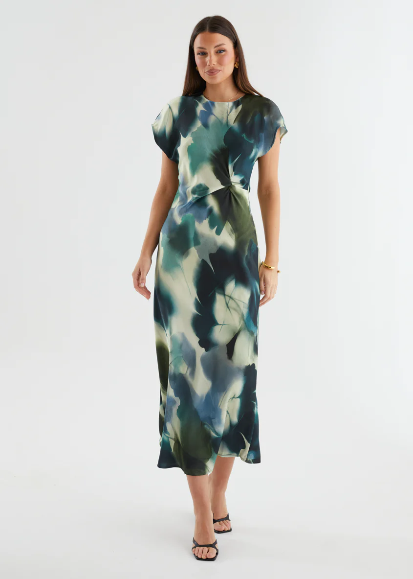 Odesza Maxi Dress - Olive Abstract - Image 6