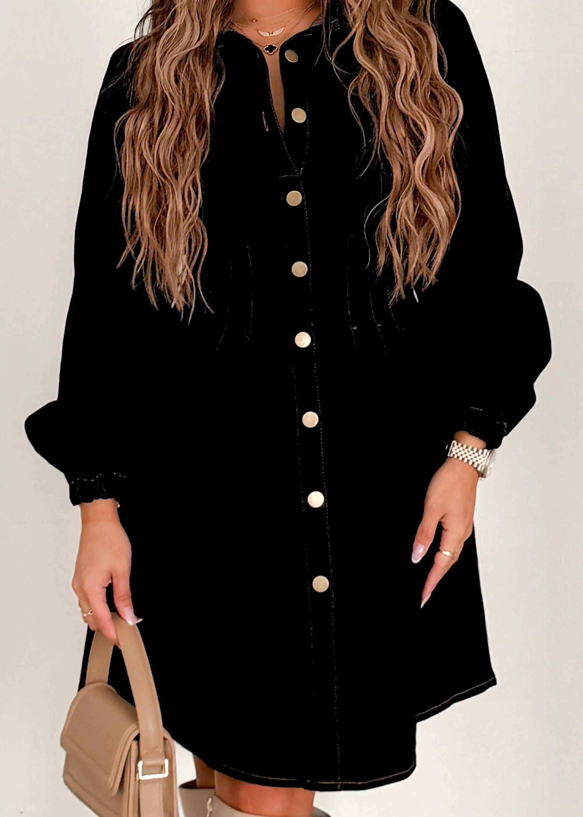 Oralia Denim Dress - Black - Image 6