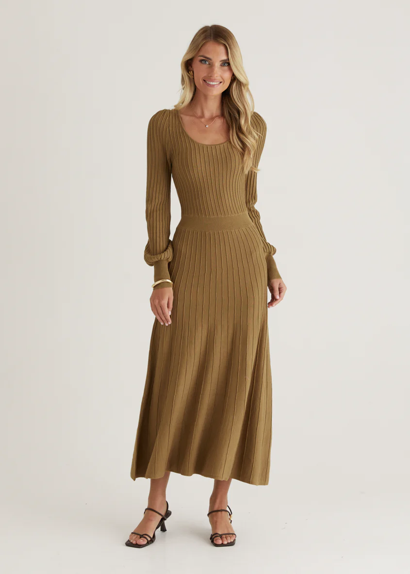 Orlah Knit Midi Dress - Moss Green - Image 5