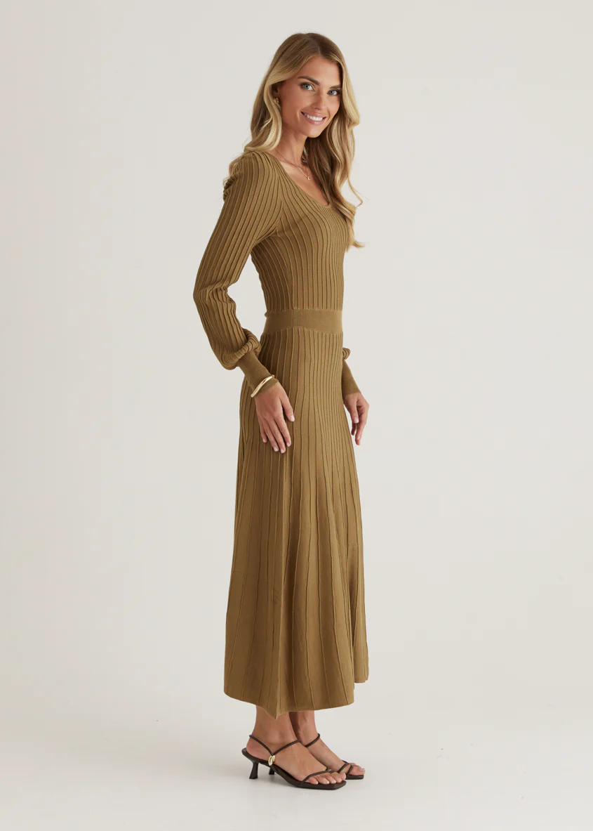 Orlah Knit Midi Dress - Moss Green - Image 6