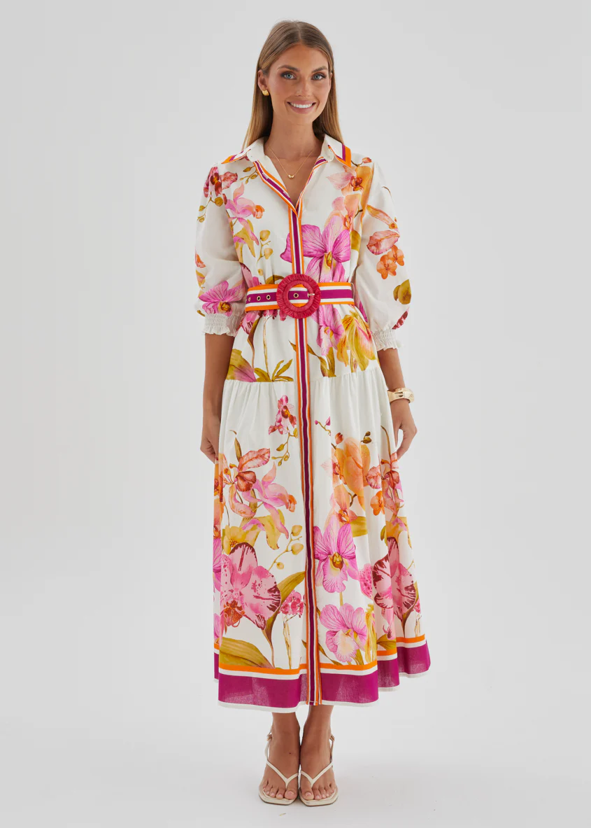 Pabla Maxi Dress - Fuchsia Orchids