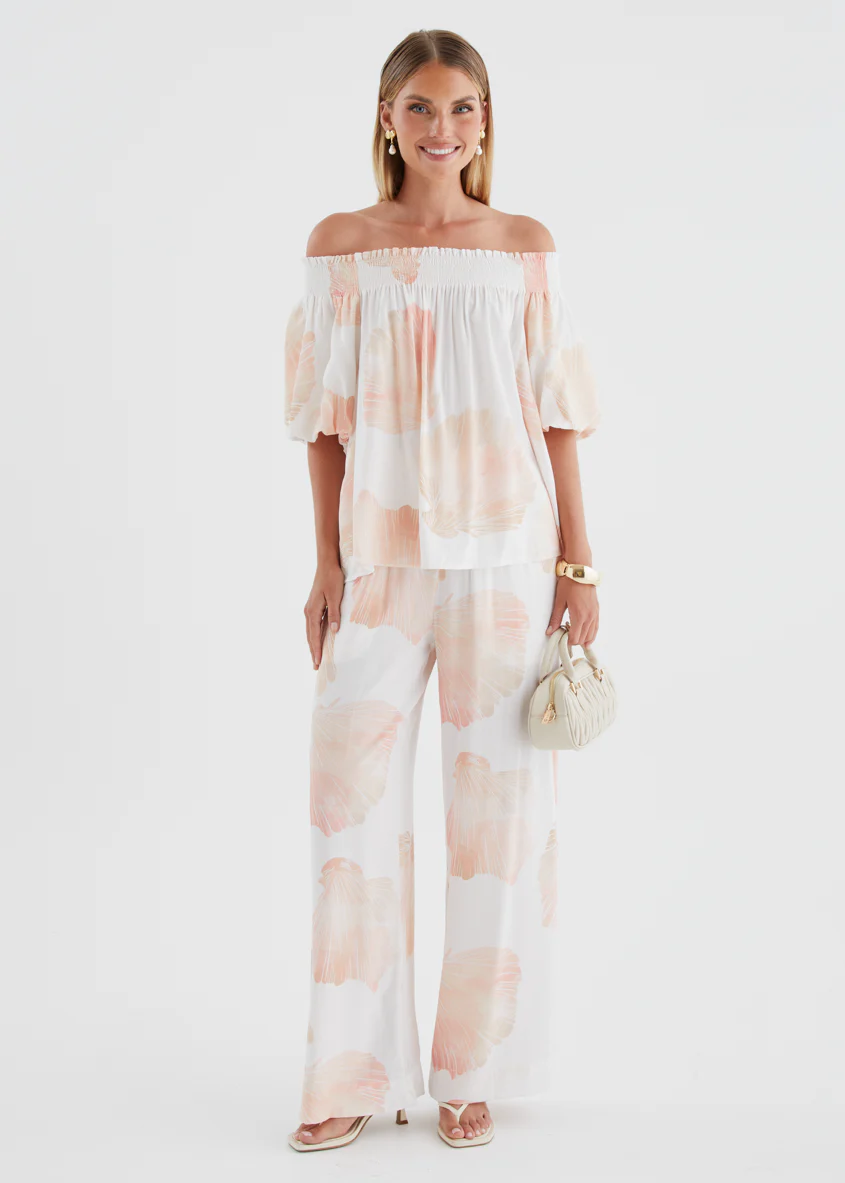 Palomah Off Shoulder Top - Peach Shell - Image 4