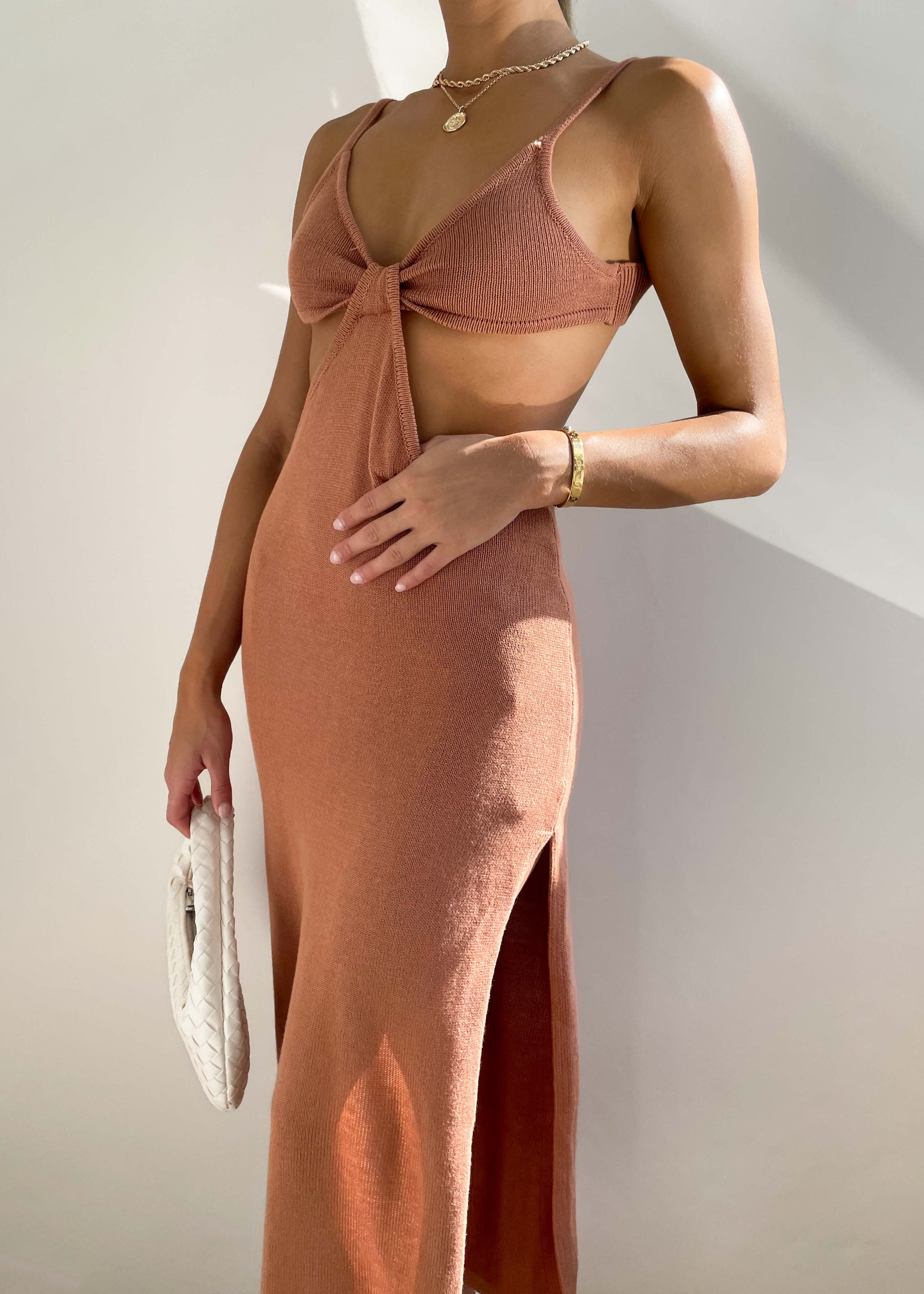 Paramount Cut Out Midi Dress - Tan - Image 2