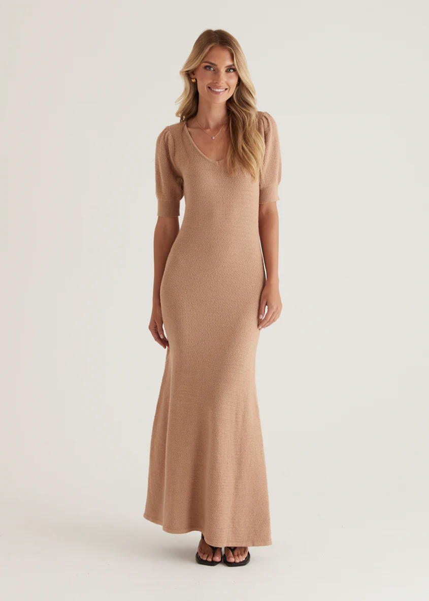 Paulette Knit Maxi Dress - Camel - Image 10