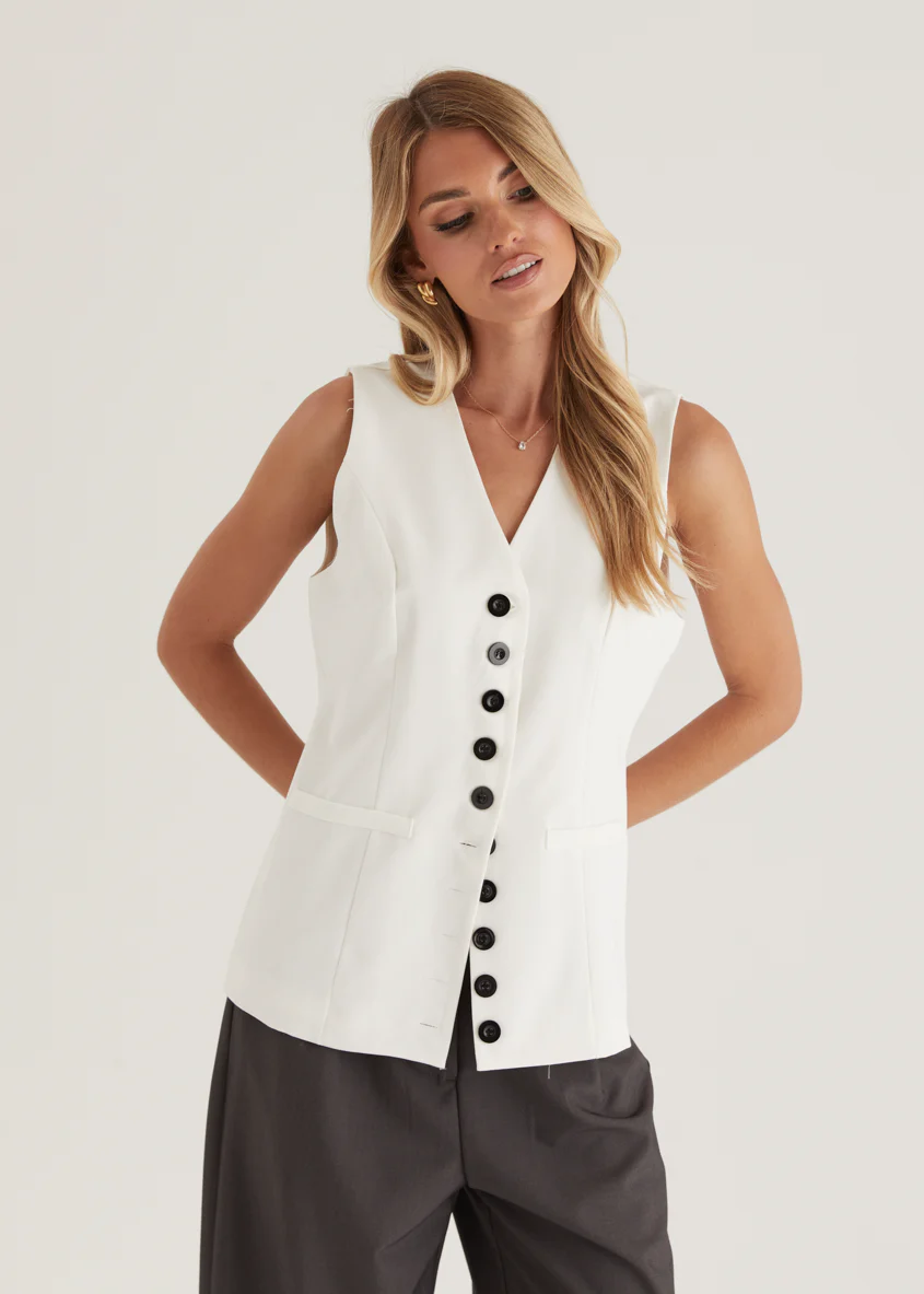 Piovera Vest Top - Off White - Image 3