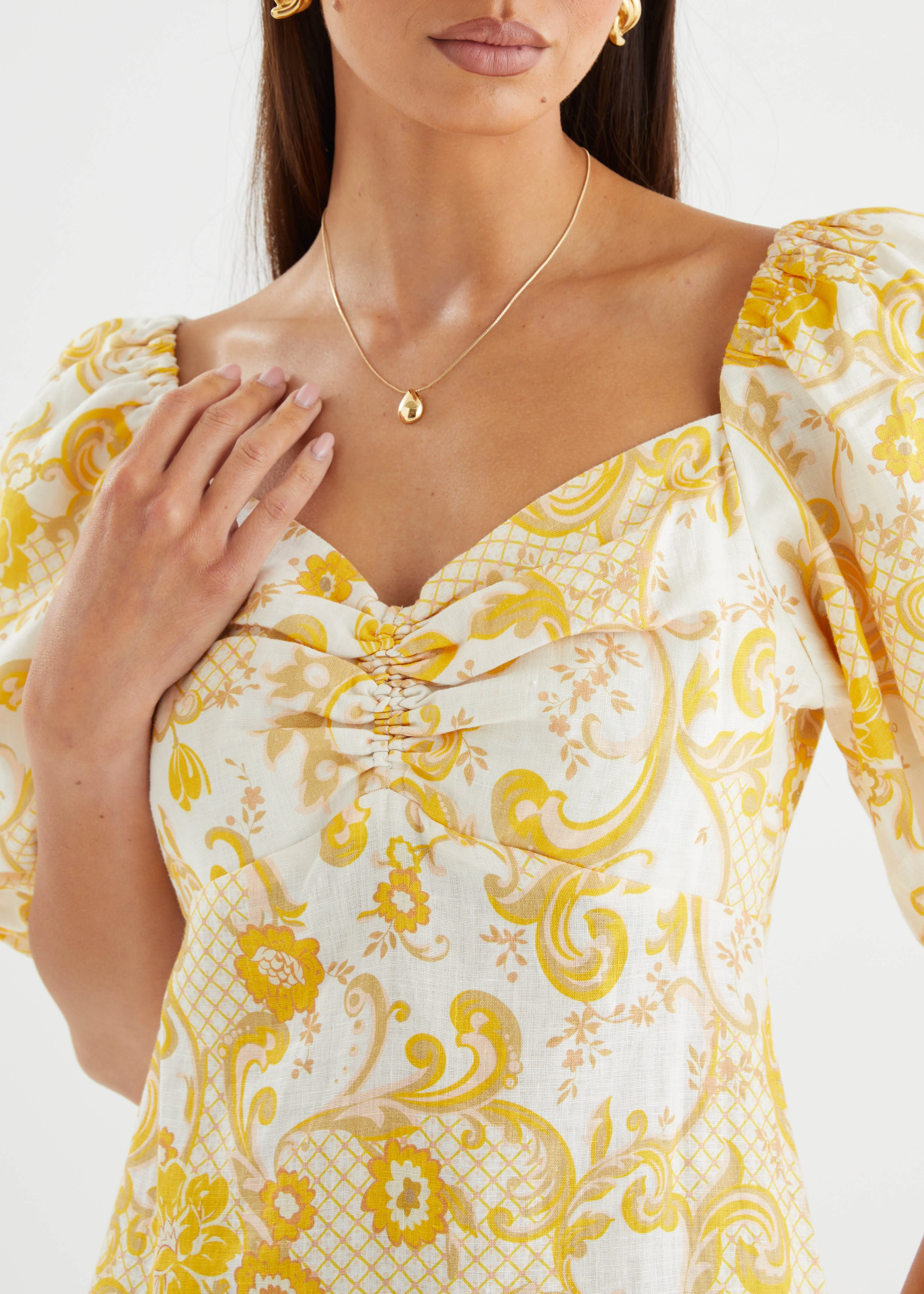 Polina Linen Midi Dress - Pineapple Paisley - Image 9